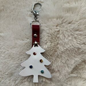 Christmas Tree Leather Charm, Flair, Keychain